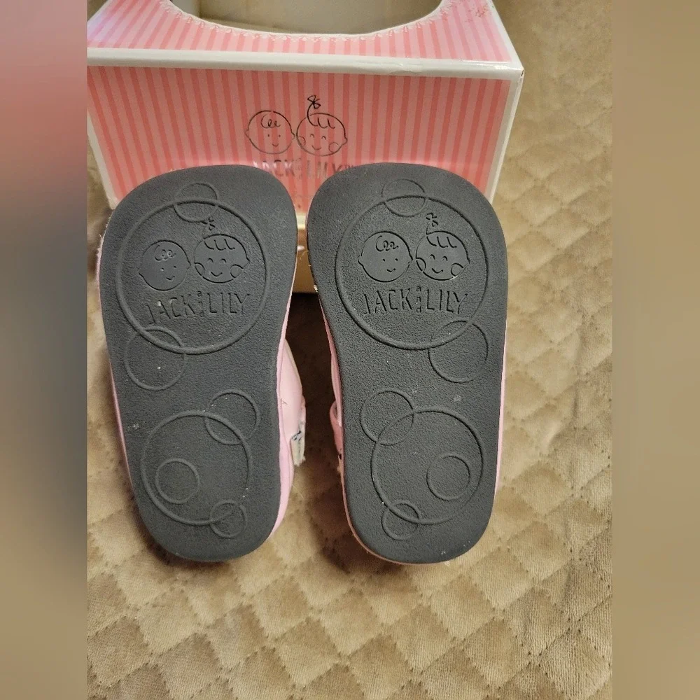 Jack & Lily Pink and‎ white shoes size 12m 18m slip on soft soles learn to walk